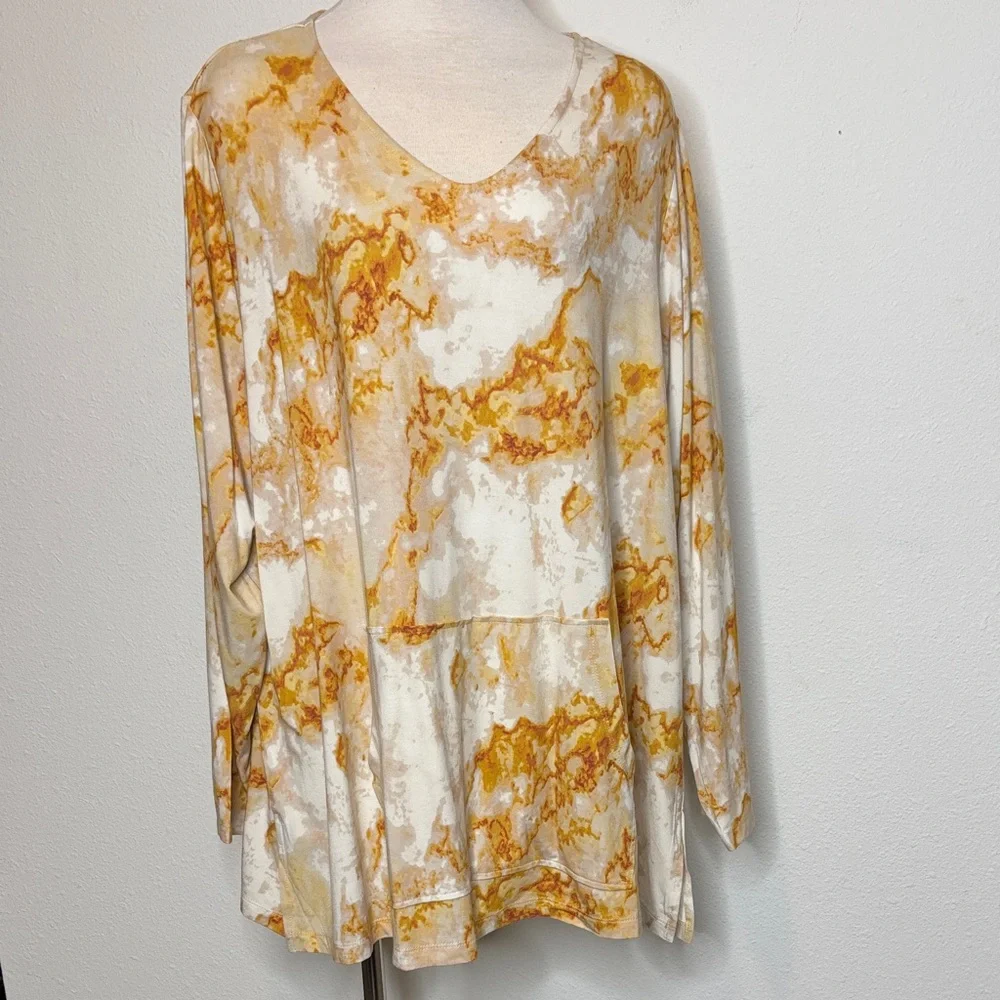 Susan Graver size 2X Cream and Orange Artistic Tunic - Picture 1 of 8